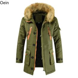 Men's Jackets Men's Plus Size Hooded Faux Fur Collar Jacket Winter Cotton Down Outwear Coats 231118