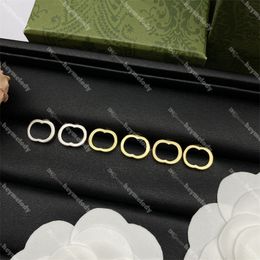 Interlocking Letter Designer Studs Golden Alphabet Earrings Steel Seal Silver Earrings With Box