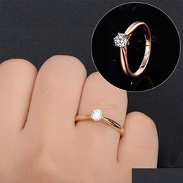 Band Rings Classic Wedding Rings For Women Simple Style Six Claws Cubic Zirconia 3 Color Gift Fashion Jewelry Kcr033 Drop De Dhgarden Otixm