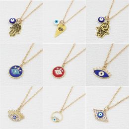 Wholesale Evil Eye Necklace Protection Hamsa Hand Pendant Necklace Good Lucky Jewelry Gift for Women Kids Girl Holiday Jewellery Collar