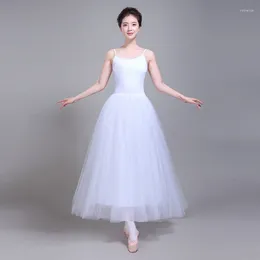 Stage Wear Slip Ballet Dress Adult Mid-length Performs Practice Costume White Professional
