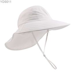 Wide Brim Hats Bucket Hats Mom and Kids Sun Cap Baby Girls Bucket Cap with Neck Flap Children Kid Boy Wide Brim Panama Hat Summer Parent-child Fishing Hat YQ231120