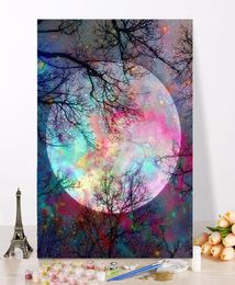 KEIN Rahmen DIY Bilder nach Zahlen Mond Kits Malen nach Zahlen Landschaft handgemalte Gemälde Kunst Zeichnung auf Leinwand Home Decor5621863