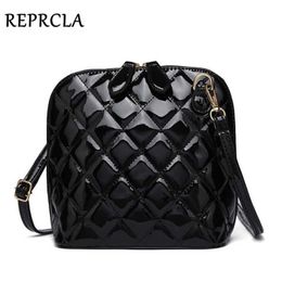 Evening Bags REPRCLA Hot New Plaid Women Bags High Quality Shoulder Bag Patent Leather Women Messenger Bags Casual Shell Crossbody Bag J230419