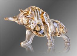 Champagne Crystal Bull Figurine Art Glass Animal Figure Statues Souvenir Sculpture Home Office Decor Gift For DadBoyfriend5896786