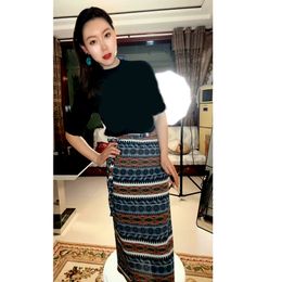 Bohemisk strand kjol thailändsk etnisk stil lång kjol vid kjolen
