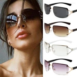 Sunglasses 2023 Fashion Lady Oversize Rimless Square Bee Women Men Small Glasses Gradient Sun Female UV400