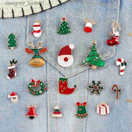 Pins Brooches Merry Christmas Brooch Cartoon Santa Claus Christmas Tree Enamel Pin Mini Snowman Elk Christians Lel Badge Jesus Jewellery GiftsL231120