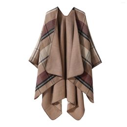 Scarves Autumn Winter Imitation Plaid Cloak With Warm Shawl On Top Blanket Vintage Wool Rose Womens Wrap