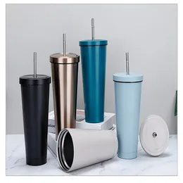 Water Bottles 500/750ml Stainless Steel Insulated Cup Coffee With Cover And Straw Travel Metal Beer Tea