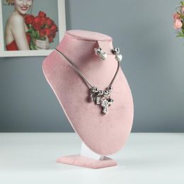 Jewelry Pouches Store Pink Velvet Portrait Neck Display Stand Green Pendant Ring Tray Counter Retail Cabinet Organizer