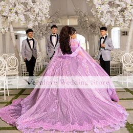 Shinny Purple vestidos de 15 Anos Quinceanera Планшки с варп с плеча Sequin Appliques мексиканские девушки для вечеринки по случаю дня рождения