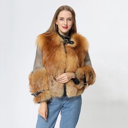 Cappotto da donna in pelliccia sintetica di lusso Arrivo Donna Giacca corta in vera pelle rossa con visone invernale MJFFC26 231118