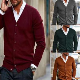 Men's Jackets Autumn And Winter Mens Coat Fashion Solid V-Neck Cardigan Knit Sweater