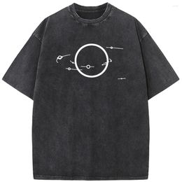 Men's T Shirts Star Smallest Solar System Unisex Washed T-Shirt Novelty 230g Cotton Summer O-Neck Bleached Tshirt Funny Casual Loose Bleach