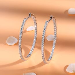 Fashion Girls Women 925 Sterling Silver Earrings Passed Test Shiny Moissanite Diamond Earrings Hoops Nice Gift