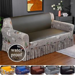 Chair Covers 1/2/3/4 Seat European Sofa Skirt Cover Backrest & Cushion With Leather For Living Room WaterProof Couch Funiture Protector