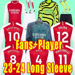 Full Set 23 24 soccer jerseys SMITH ROWE SAKA MARTINELLI TIERNEY 2023 2024 football shirt Men ODEGAARD gUNNER G.JESUS VIEIRA Long sleeve home away third fans player