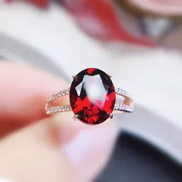 Cluster Rings Natural Real Red Garnet Ring Per Jewelry 8 10mm 2.8ct Gemstone 925 Sterling Silver Fine Women J211199