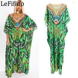 Women's Swimwear Summer Fashion Selling Four Sided Spring Green Snake Pattern Long Dress Loose Bikini Cover Up Beach Vacation Robe Women