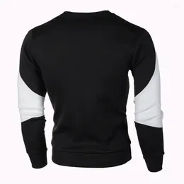 Men's Hoodies Contrasting Colour Sweatshirt Stylish Matching Slim Fit Long Sleeve Pullover With Elastic For Fall