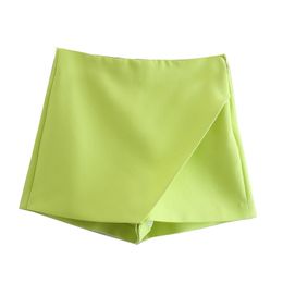 Women candy neon Colour shorts high waist desinger asymmetric style culottes SML