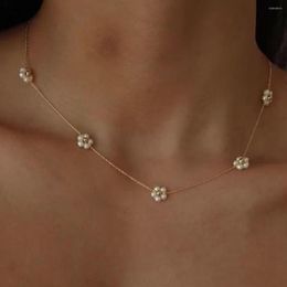 Chains Pearl Daisy Pendant Necklace Women Boho Seed Beads Strand Choker Cute Flower Statement Charm Jewelry