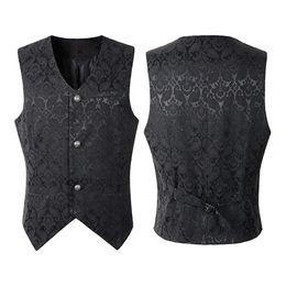 Men's Vests Elegant Vintage Tank Top Steampunk Jacquard Waistcoat Gothic Victorian Gentleman Vest 230420