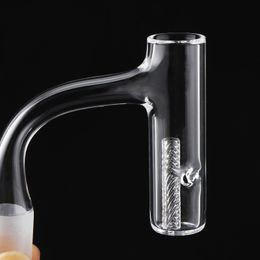 Smoke Full Weld Beveled Edge Side Hole Quartz Finger Banger Nails With Hollow Pillar Suitfor Glass Water Bongs