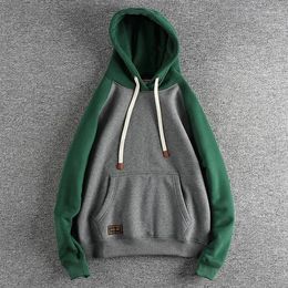 Men's Hoodies 400G Thick Pullover Hoodie Colour Contrast Trend Youth Jacket Men Hooded Sweatshirt With Kange Pocket