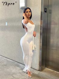 Women's Jumpsuits Rompers 2023 Sexy Women Solid Backless Jumpsuits Summer Fashion Short Sleeve Long Flare Pants Rompers Female Slim One Piece Slit Pants P230419