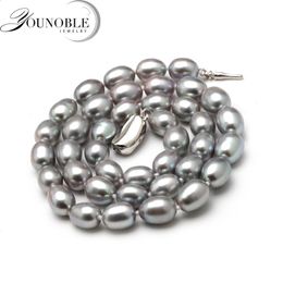 Pendant Necklaces Natural Freshwater Grey Pearl Necklace Strand for Women Good Lustre Pearl Beaded Chocker Necklace Wholesale Wedding231118