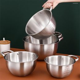Bowls Multi-size Stainless Steel Fruit Salad Bowl Large Capacity Silicone Bottom Ramen Noodles Container Kitchen Tableware