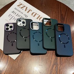 Luxury Carbon Fiber Magnetic Wireless Charging Cases For Iphone 15 Pro Max 14 Plus 13 12 11 Vertical Hard Plastic PC Soft TPU Shockproof Magnet Phone Cover Back Skin
