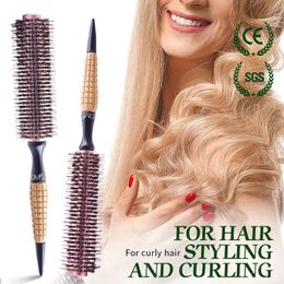 Hair Brushes Professional Black Hog Mane Boar Bristle Round Wooden Barrel Rolling Curling Styling Hair Brush Iron Anti Static Roll Hairbrush 231120