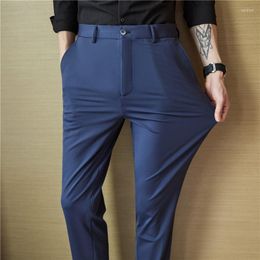 Men's Suits MenHigh Stretch Ice Silk Fabric Pants Male Formal Wear Boutique Trousers Quality Men British Style Business Casual