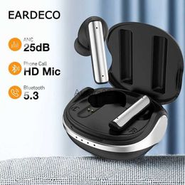 Cell Phone Earphones EARDECO ANC Wireless Headphones Bluetooth 5.3 Earphones TWS Earbuds Active Noise Cancelling Waterproof Gaming Headset With Mic YQ231120