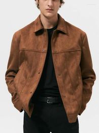 Men's Jackets TPJB Fashion Men Coat Suede Lapel Autumn Solid Color Gentleman Vintage Jacket For