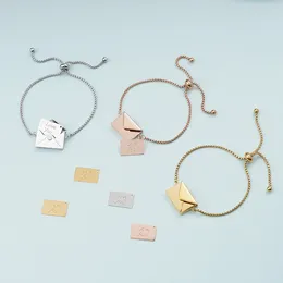 Link Bracelets Envelope Bracelet Couple Classic Letter Charm Adjustable Stainless Steel Chain For Women Engraved Fashion Jewellery Gift