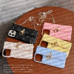 For iPhone 15 Pro Case Women Crossbody Phone Case Designer iPhone case Apple 14 Pro Max 13 Pro 12 11 Case Card Holder Leather Handbag Mobile Cover D Metal Chain Lanyard