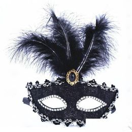 Party Masks Clearance Fashion Y Lace Masks Half Face Fringed Pearl Feather Mask For Halloween Venetian Masquerade Party Supplies Drop Dhlao