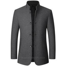 Men's Wool Blends Autumn/Winter Woollen Coat British Style Solid Mid-Length Men Wool Woollen Jacket Men Coat Business Overcoat Male 231120