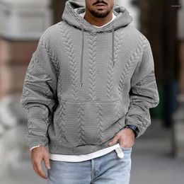 Men's Hoodies Men Pullover Hoodie Lightweight Thick Warm With Drawstring Hood Patch Pocket Cosy Knitted For Fall