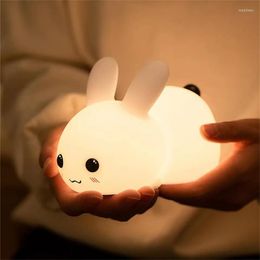 Night Lights Cute Silicone Light USB Chargeable Remote Control Cartoon Lamp Baby Kids Gift Desk Bedside Table Decoration