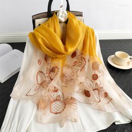 Scarves 2023 Thin Floral Luxury Wool Silk Scarf For Women Embroidery Head Hijab Bandana Elegant Shawl Wraps Beach Stoles Echarpe