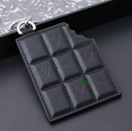 French classic high-quality leather double-sided rectangular letter pattern men's and women's luxury bag key chain