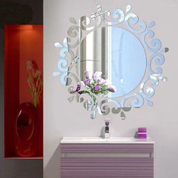 Wall Stickers 2023 Gold Silver 3D Feather Mirror Sticker Room Decal Mural Art DIY Home Decoration 49.4x49.4cm