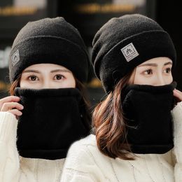 Beanies Beanie/Skull Caps Warm Winter Skullies Knitted Hat Women Brand High Quality Ball Ski Wool Fur PomPoms Hats Scarf