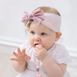 Nylon Turban with Shinning Bow Infantil Headband Cute Summer Soft Nylon Headwrap Bowknot Hairbands Kids Hairbow Accessories