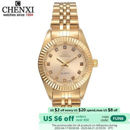 Women's Watches CHENXI Brand Top Luxury Ladies Gold Watch Women Golden Clock Female Women Dress Quartz Waterproof Watches Feminine 230419